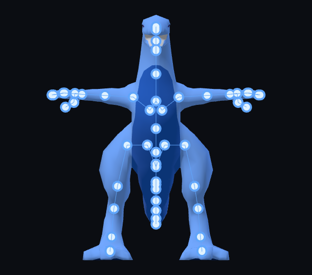 A dinosaur with its afk.ai skeleton
